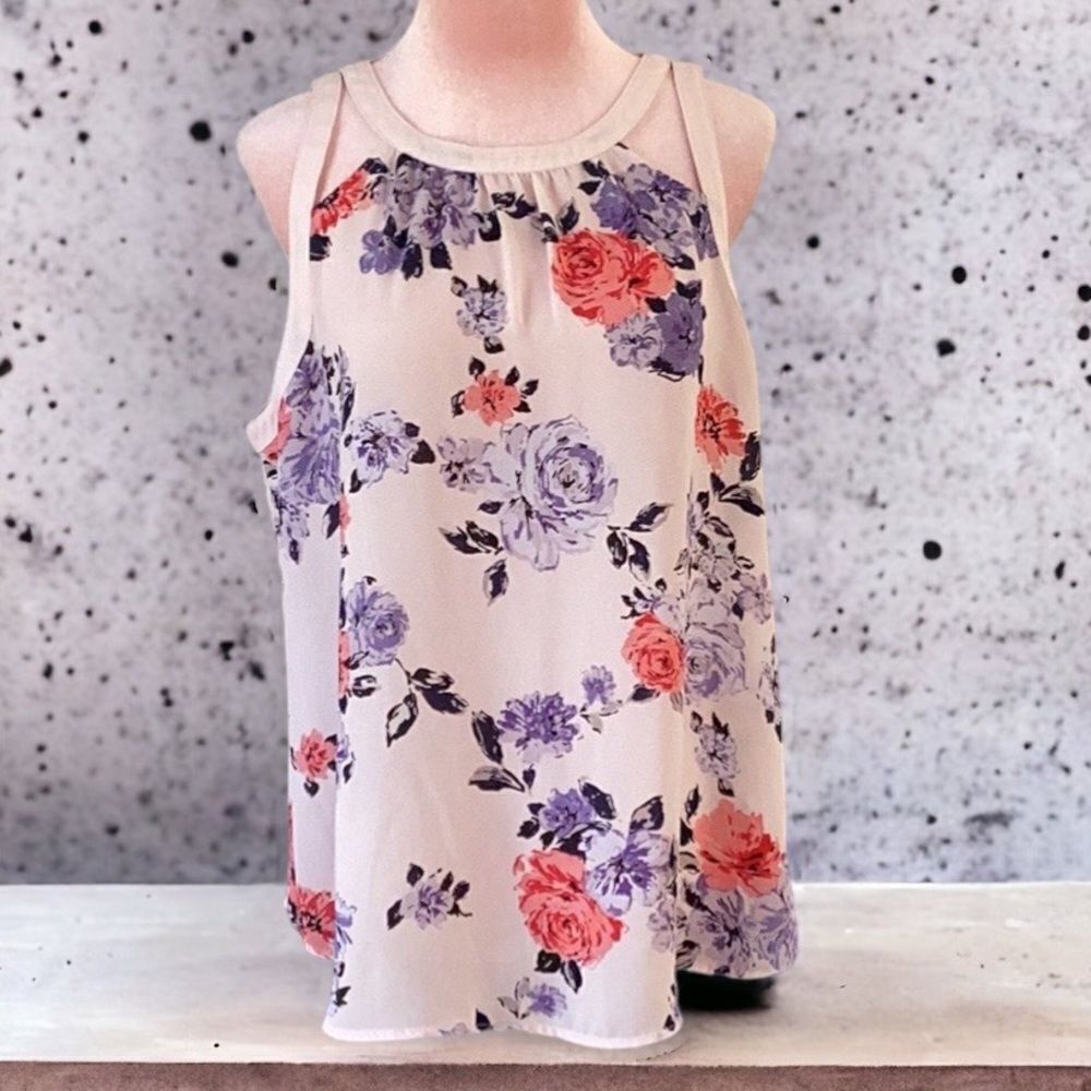 CANDIES SLEEVELESS TOP BLOUSE ALL OVER FLORAL PRINT MEDIUM - Picture 4 of 8